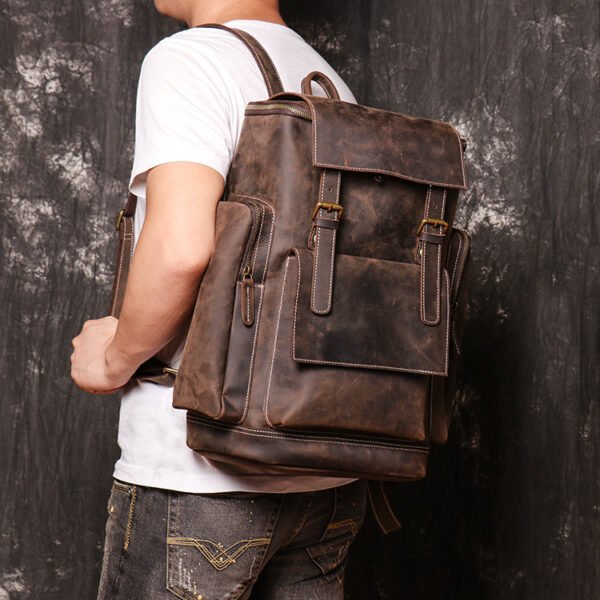 Men's Backpack Crazy Horse Leather - Image 4