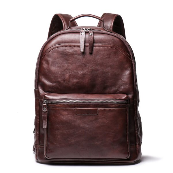 Large-capacity Cowhide Backpack Vegetable Tanned Leather Travel Bag European And American Retro - Image 5