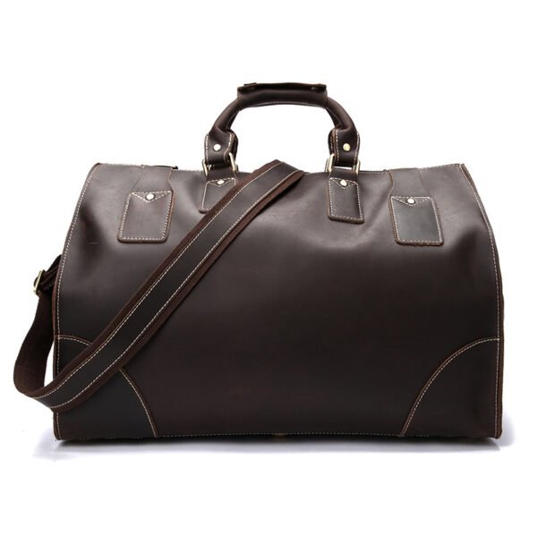 Vintage Cowhide Men's Bag, Large-capacity Travel Bag, Leather Shoulder Bag - Image 2