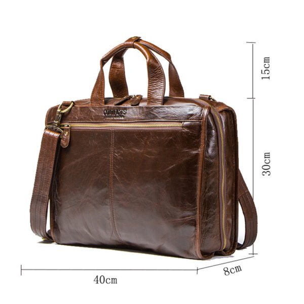 Cowhide Business Briefcase Men's Shoulder Messenger Bag Casual Computer Bag - Image 4