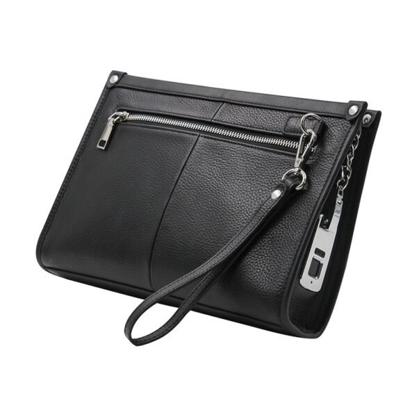 Business First Layer Leather Handbag Fashion Fingerprint Lock Male Wallet - Image 3