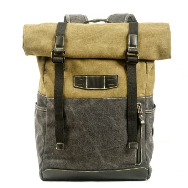 British Retro Outdoor Outfit Hit Color Backpack Large Capacity Canvas Travel Mountaineering - Image 3