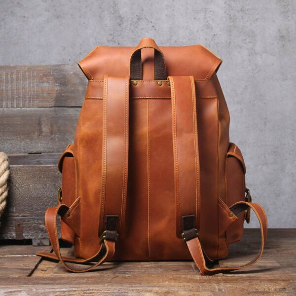 Men's Retro Large Capacity First Layer Cowhide Backpack - Image 6