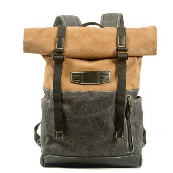 British Retro Outdoor Outfit Hit Color Backpack Large Capacity Canvas Travel Mountaineering - Image 5