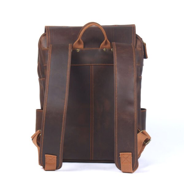 Retro Large Capacity Crazy Horse Leather Backpack Men - Image 8