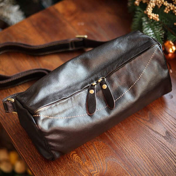 Cowhide Motorcycle Fanny Pack Harajuku Single Shoulder Crossbody Bag - Image 7